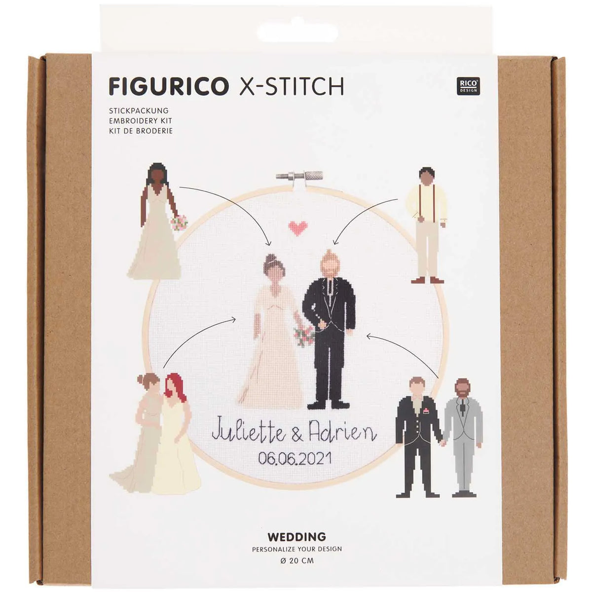 Kreuzstich-Stickset 'Wedding' von Rico Design