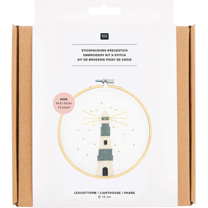 Cross-stitch embroidery kit 'lighthouse', 15cm by Rico Design