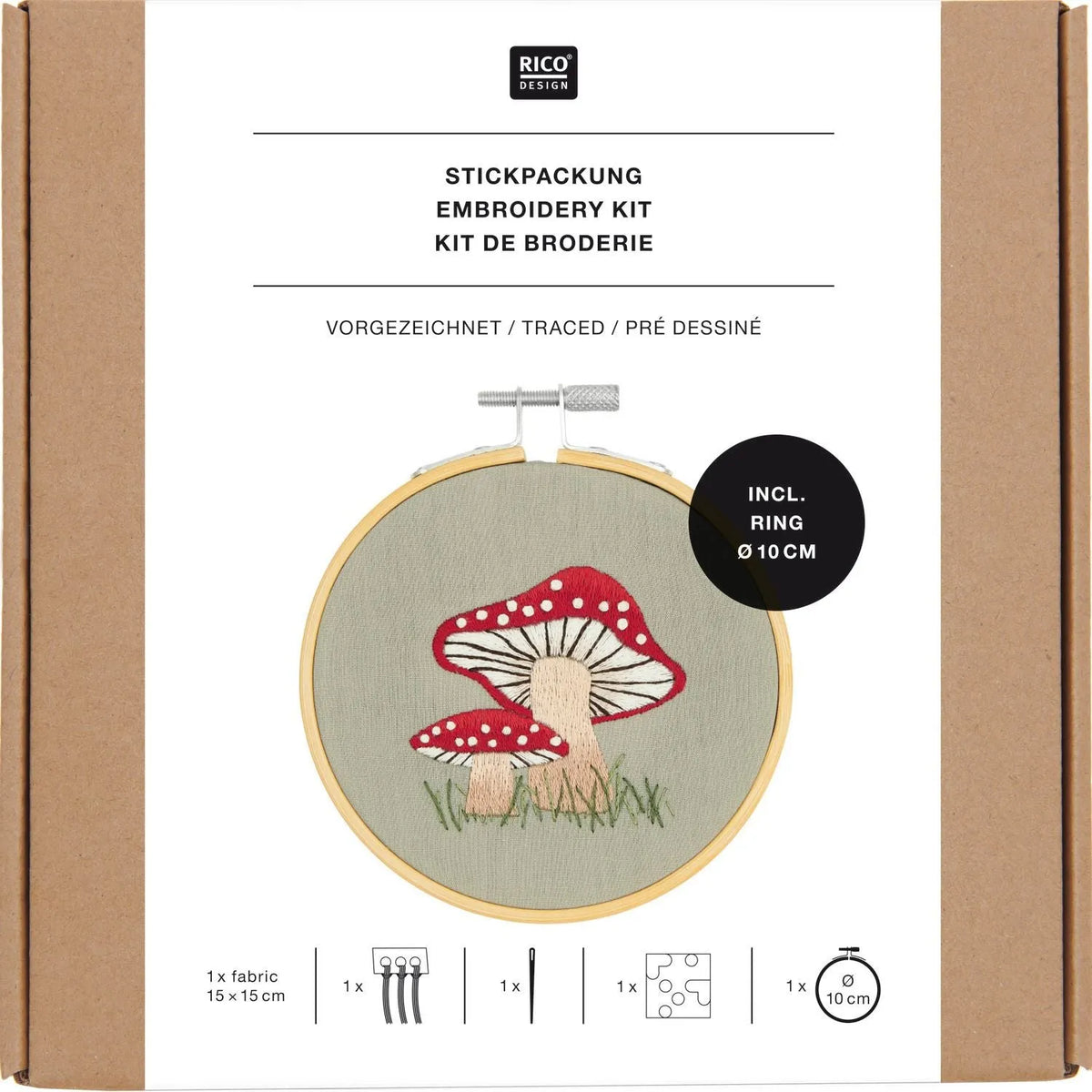 Traced embroidery kit 'small Mushroom' by Rico Design