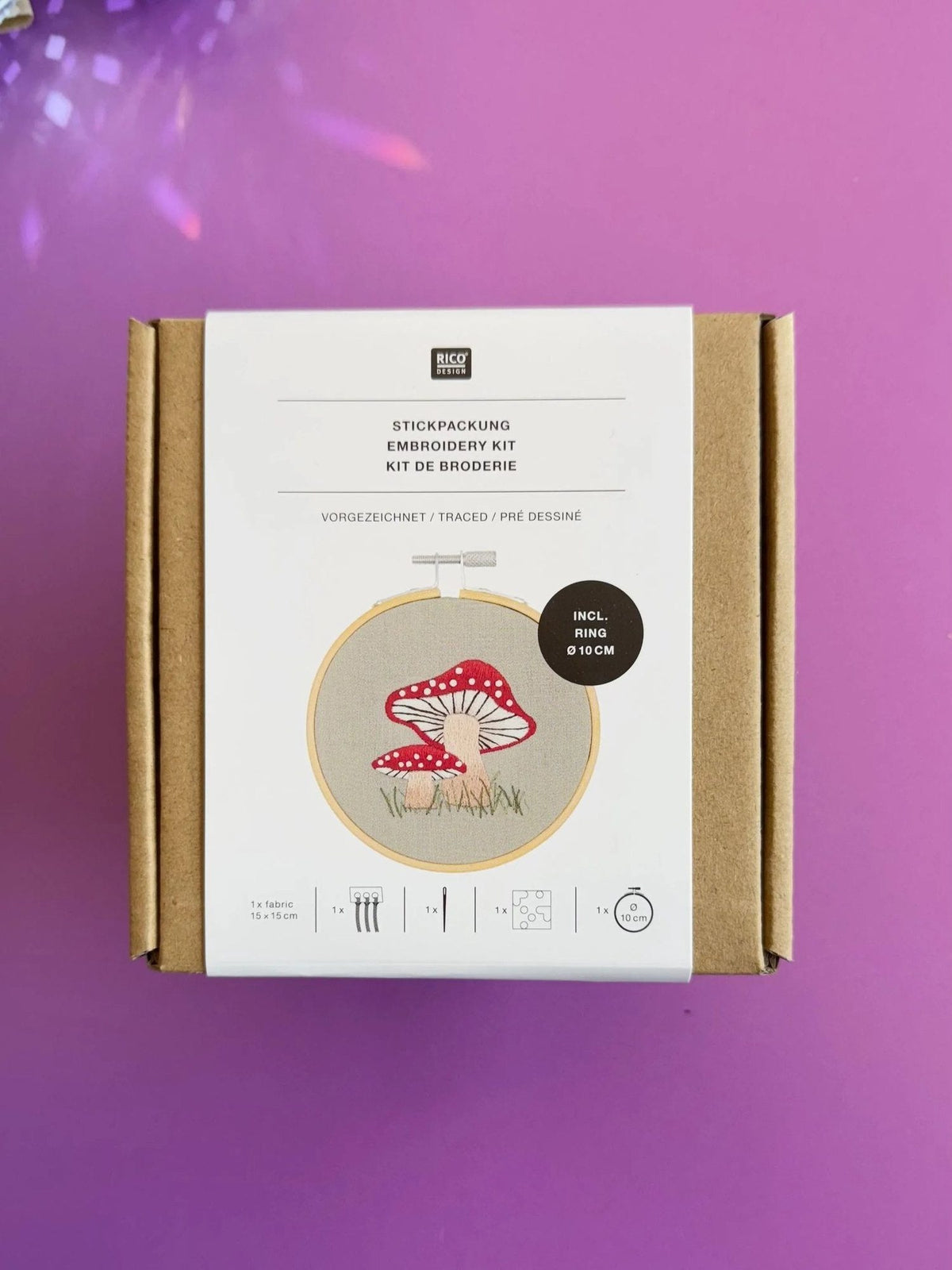 Traced embroidery kit 'small Mushroom' by Rico Design