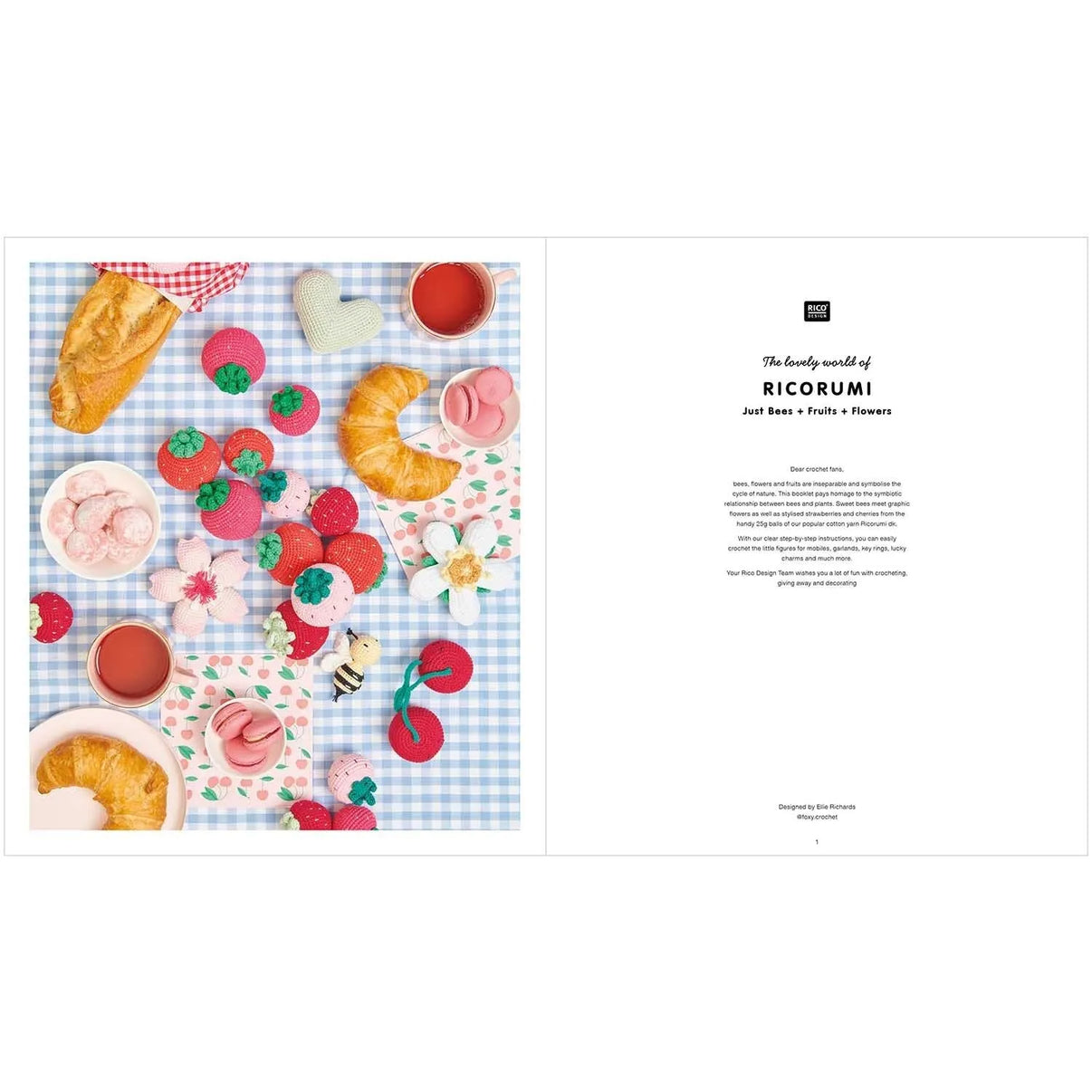 Ricorumi crochet book 'Just Bees + Fruits + Flowers' in German by Rico Design