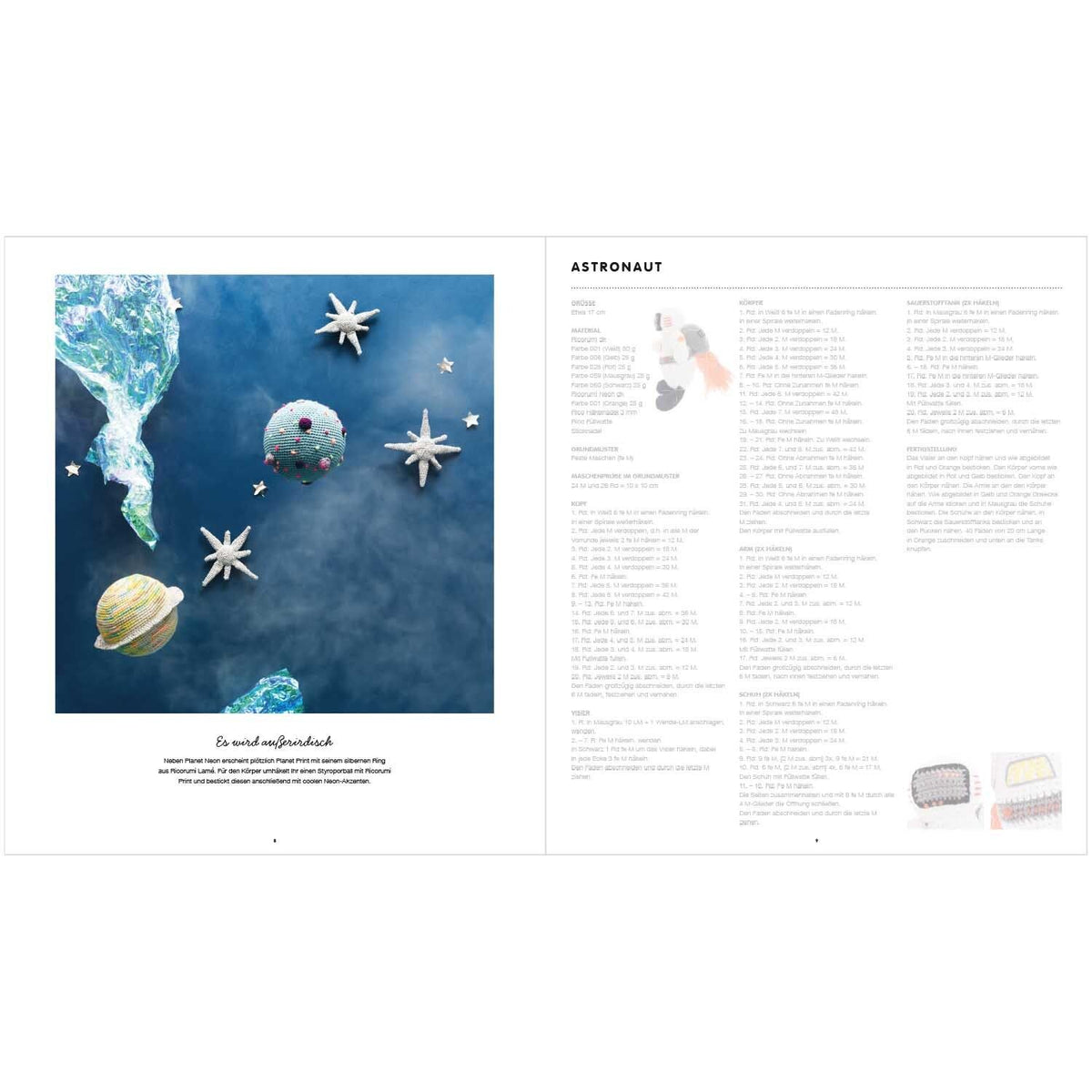 Ricorumi Space Häkelbuch, Innenseiten