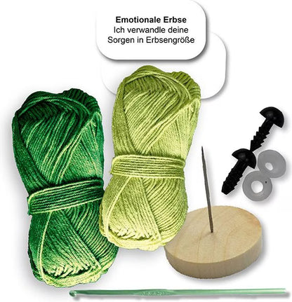 Emotional Support Veggies Erbsen-Häkelset, Inhalt