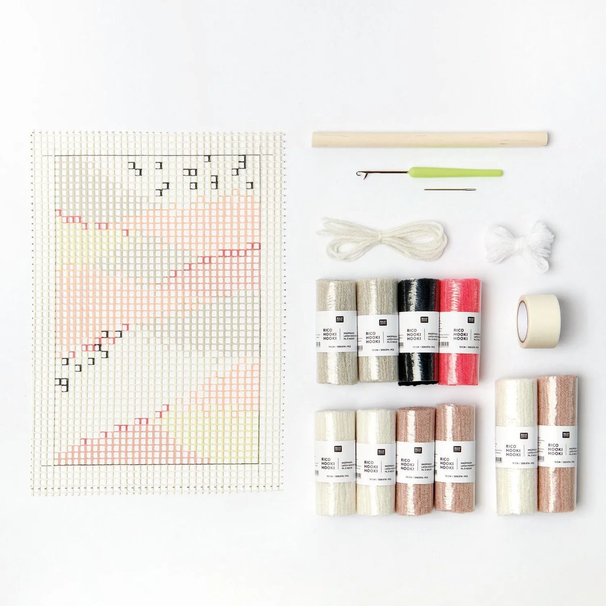 Knüpfteppich-Set, Motiv Neon-Landschaft, von Rico Design