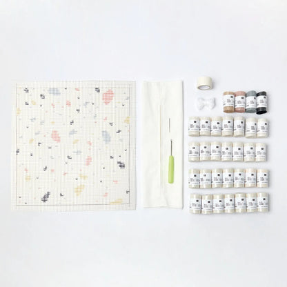 Knüpfteppich-Set, Motiv Terrazzo-Kissen, von Rico Design