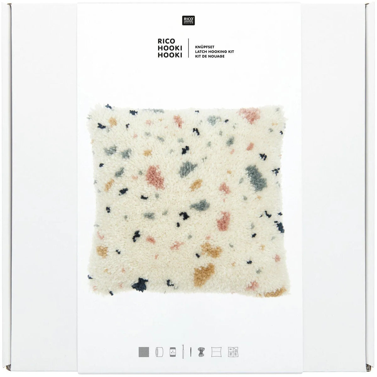 Knüpfteppich-Set, Motiv Terrazzo-Kissen, von Rico Design