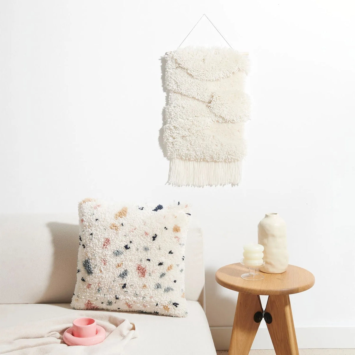 Knüpfteppich-Set, Motiv Terrazzo-Kissen, von Rico Design