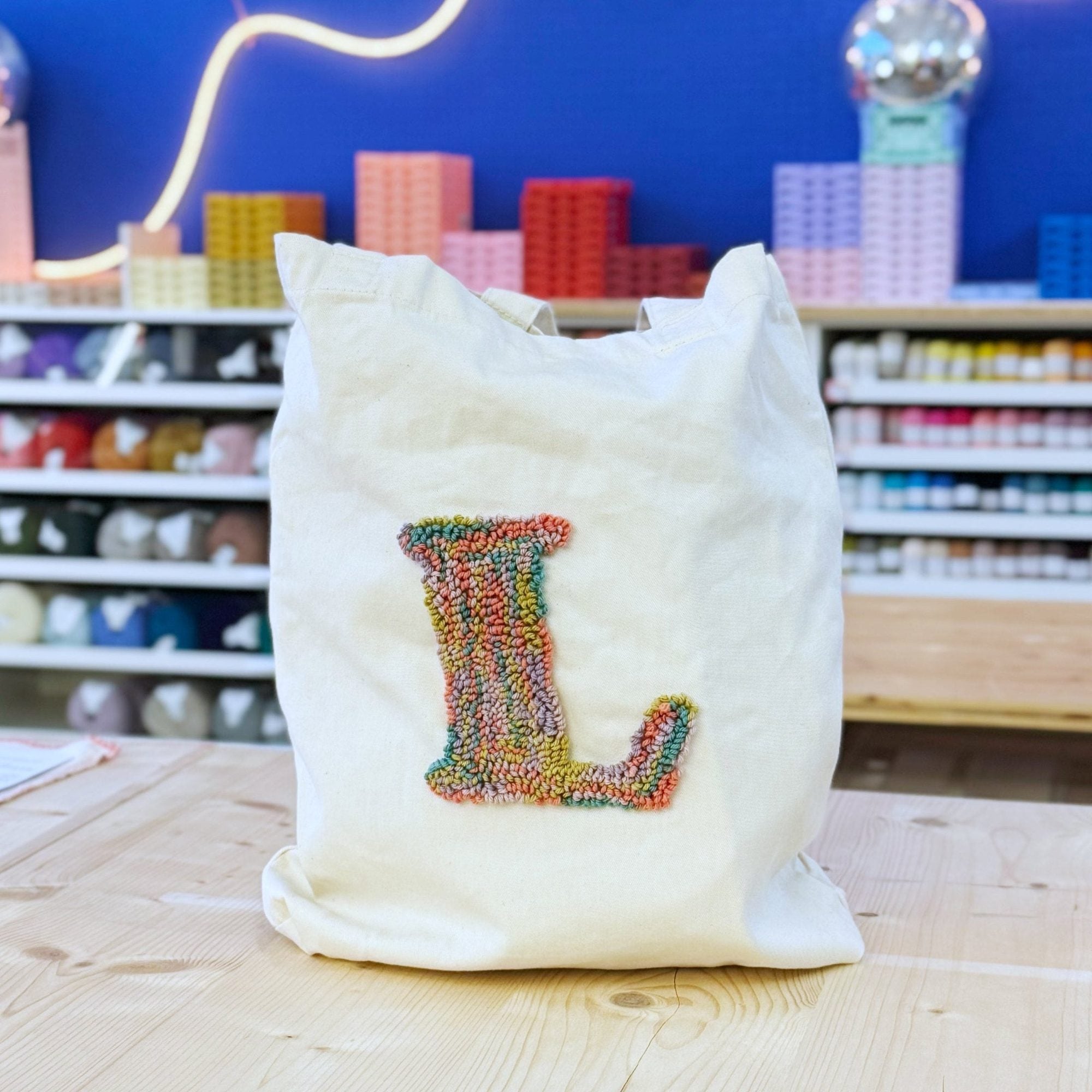 Craftinglove Letter punch needle tote bag set
