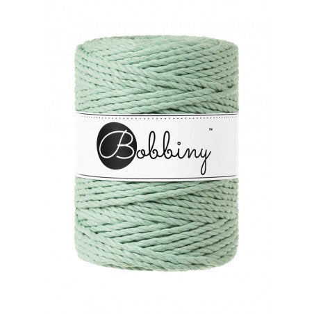 Bobbiny 3-ply macramé rope, 5mm and 100m, in aloe green