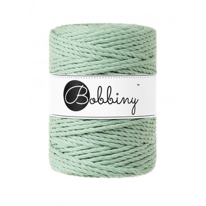 Bobbiny 3-ply macramé rope, 5mm and 100m, in aloe green
