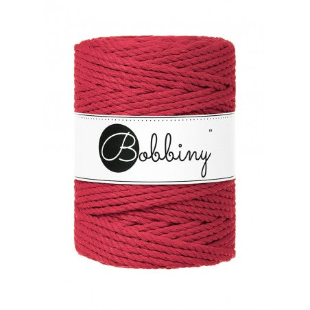 Bobbiny 3-ply macramé rope, 5mm and 100m, in classic red