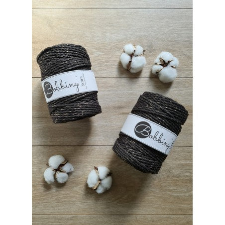 Bobbiny 3-ply macramé rope, 5mm and 100m, in golden espresso