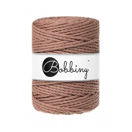 Bobbiny 3-ply macramé rope, 5mm and 100m, in mocha mousse