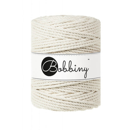 Bobbiny 3-ply macramé rope, 5mm and 100m, in natural