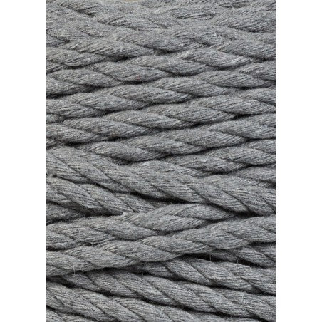 Bobbiny 3-ply macramé rope, 5mm and 100m, in stone grey