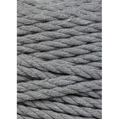Bobbiny 3-ply macramé rope, 5mm and 100m, in stone grey
