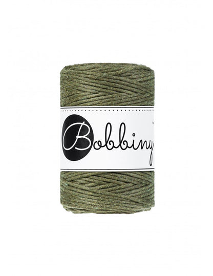 Bobbiny macramé cotton cord, 1.5mm and 100m, in avocado green