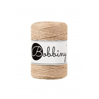 Bobbiny macramé cotton cord, 1.5mm and 100m, in biscuit