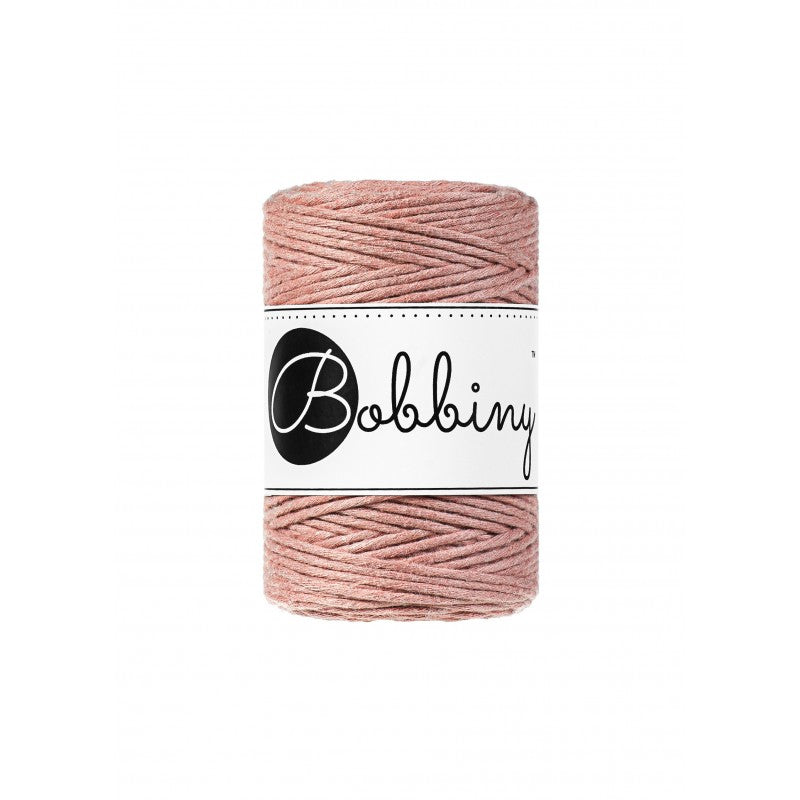 Bobbiny macramé cotton cord, 1.5mm and 100m, in blush