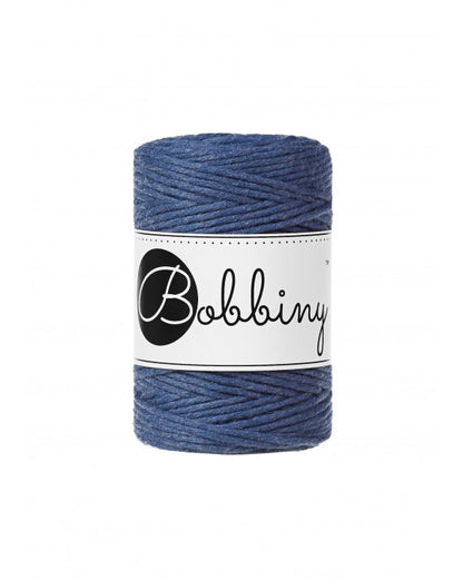 Bobbiny macramé cotton cord, 1.5mm and 100m, in jeans blue