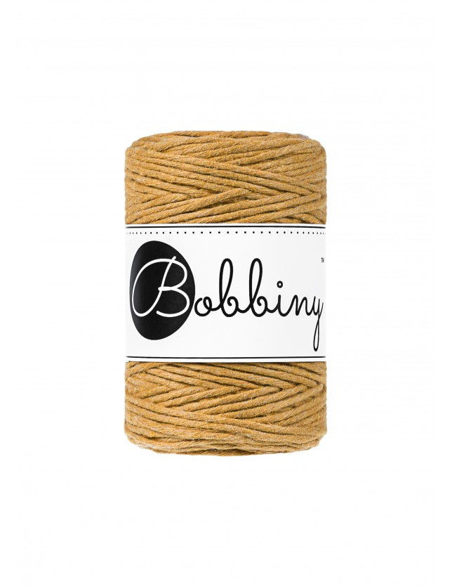 Bobbiny macramé cotton cord, 1.5mm and 100m, in mustard