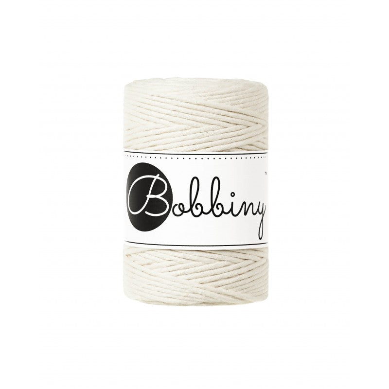 Bobbiny macramé cotton cord, 1.5mm and 100m, in natural