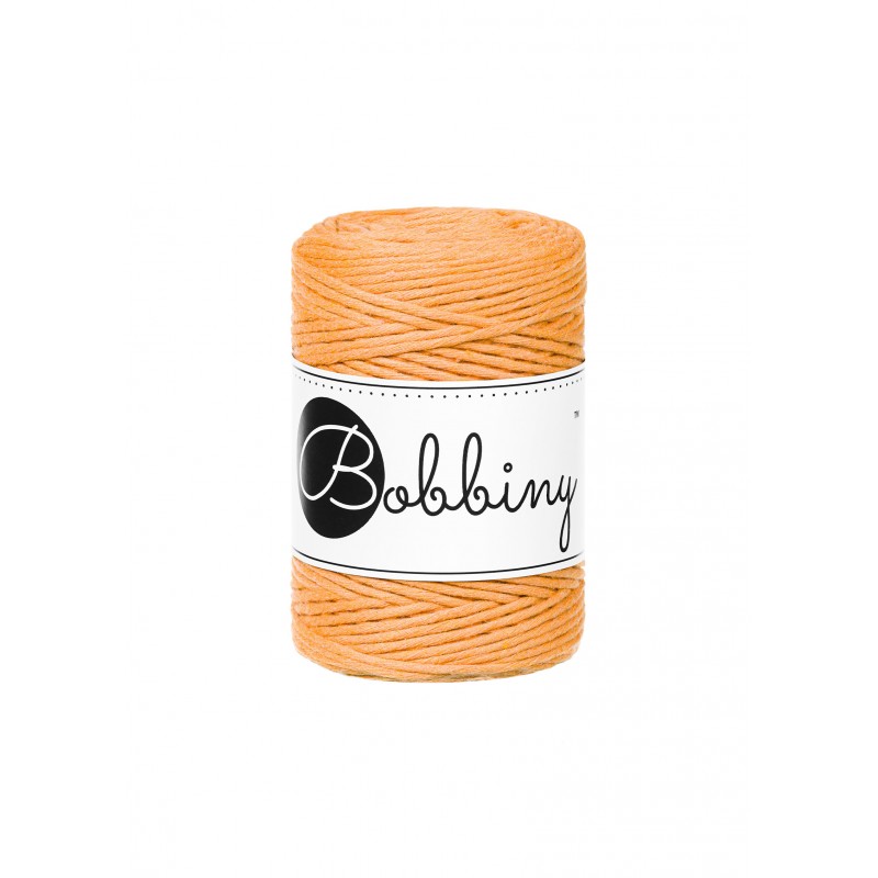 Bobbiny macramé cotton cord, 1.5mm and 100m, in orange