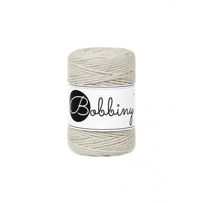 Bobbiny macramé cotton cord, 1.5mm and 100m, in pale olive