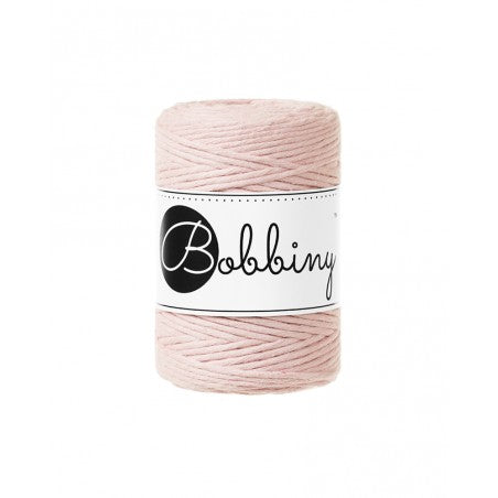 Bobbiny macramé cotton cord, 1.5mm and 100m, in pastel pink