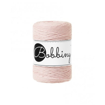 Bobbiny macramé cotton cord, 1.5mm and 100m, in pastel pink