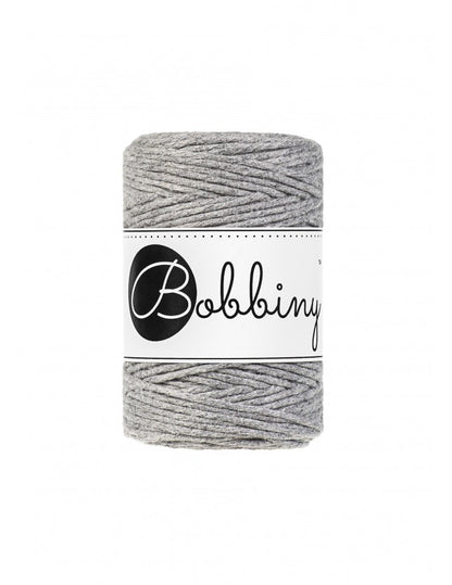 Bobbiny macramé cotton cord, 1.5mm and 100m, in silver