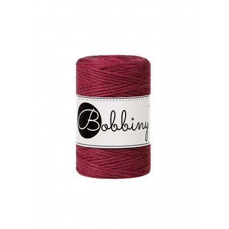 Bobbiny macramé cotton cord, 1.5mm and 100m, in wine red