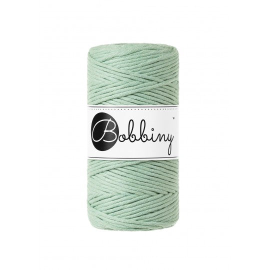 Bobbiny macramé cotton cord, 3mm and 100m, in aloe green