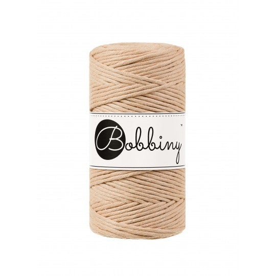 Bobbiny macramé cotton cord, 3mm and 100m, in biscuit