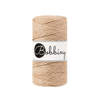 Bobbiny macramé cotton cord, 3mm and 100m, in biscuit
