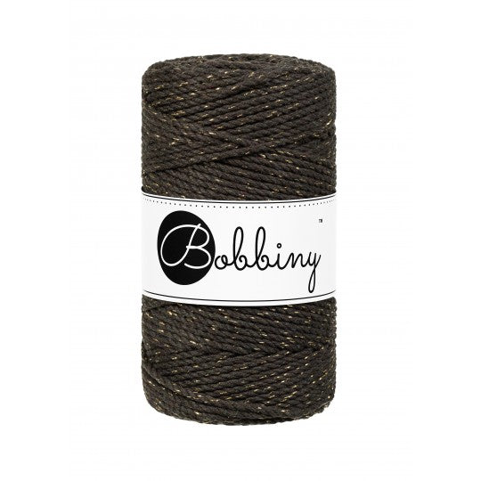 Bobbiny macramé cotton cord, 3mm and 100m, in golden espresso