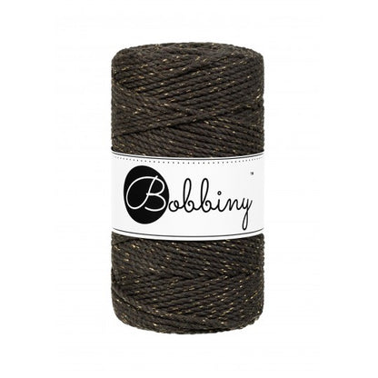 Bobbiny macramé cotton cord, 3mm and 100m, in golden espresso