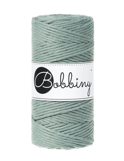 Bobbiny macramé cotton cord, 3mm and 100m, in laurel green