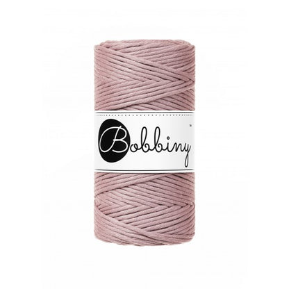 Bobbiny macramé cotton cord, 3mm and 100m, in mauve