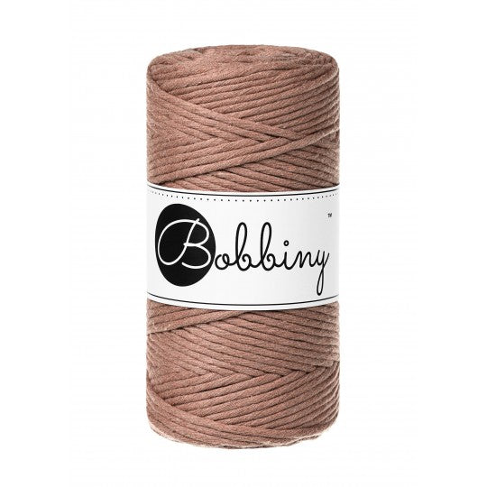 Bobbiny macramé cotton cord, 3mm and 100m, in mocha mousse