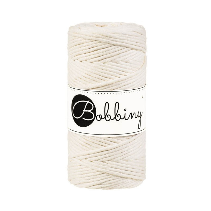 Bobbiny macramé cotton cord, 3mm and 100m, in natural