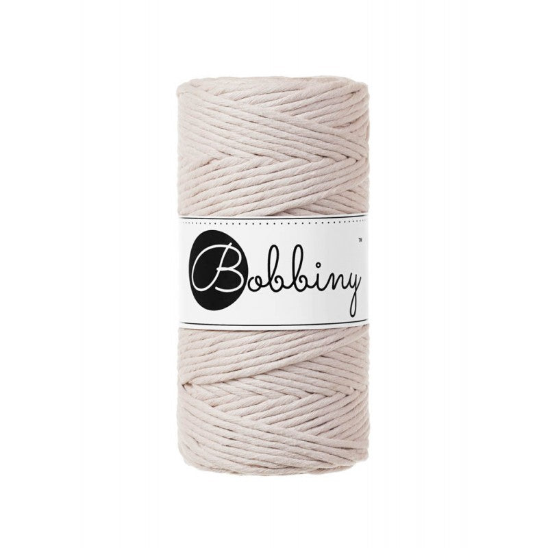 Bobbiny macramé cotton cord, 3mm and 100m, in nude