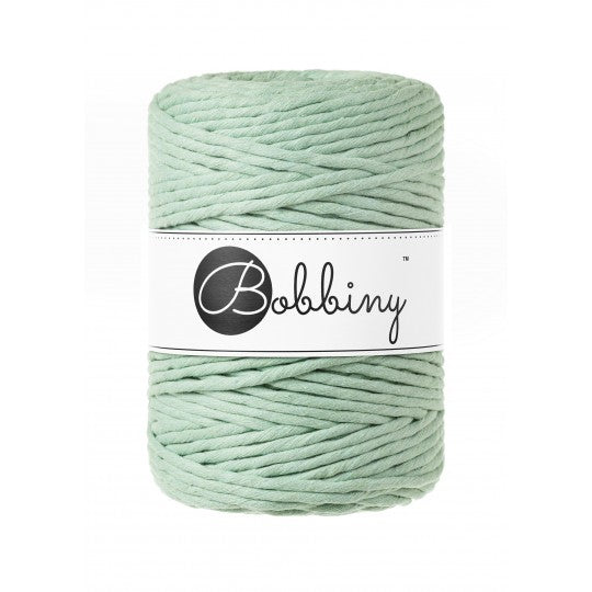 Bobbiny macramé cotton cord, 5mm and 100m, in aloe green