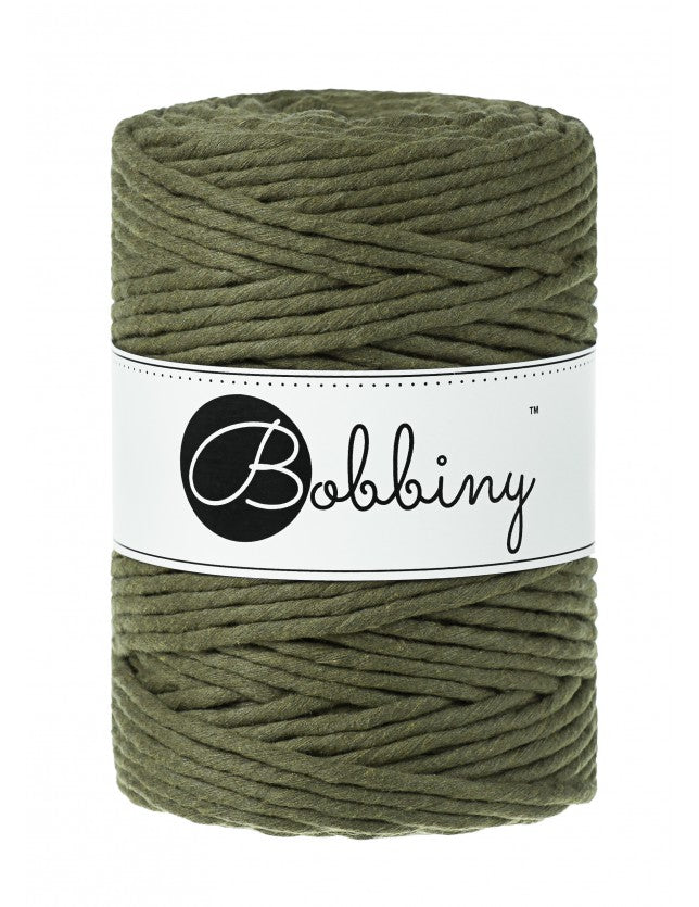 Bobbiny macramé cotton cord, 5mm and 100m, in avocado green
