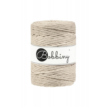 Bobbiny macramé cotton cord, 5mm and 100m, in beige