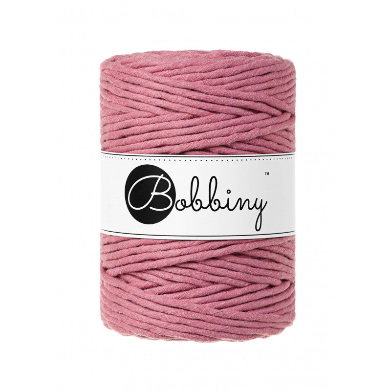 Bobbiny macramé cotton cord, 5mm and 100m, in blossom pink