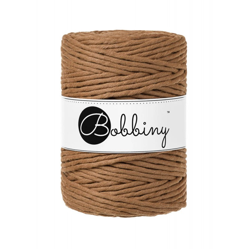 Bobbiny macramé cotton cord, 5mm and 100m, in caramel