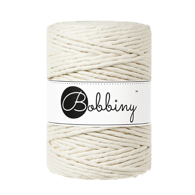 Bobbiny macramé cotton cord, 5mm and 100m, in natural