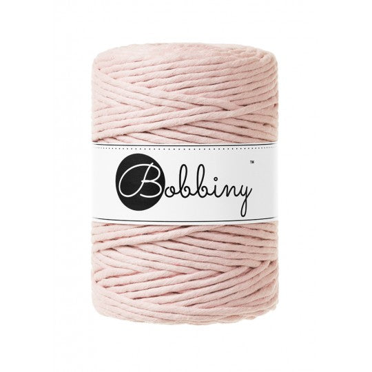 Bobbiny macramé cotton cord, 5mm and 100m, in pastel pink