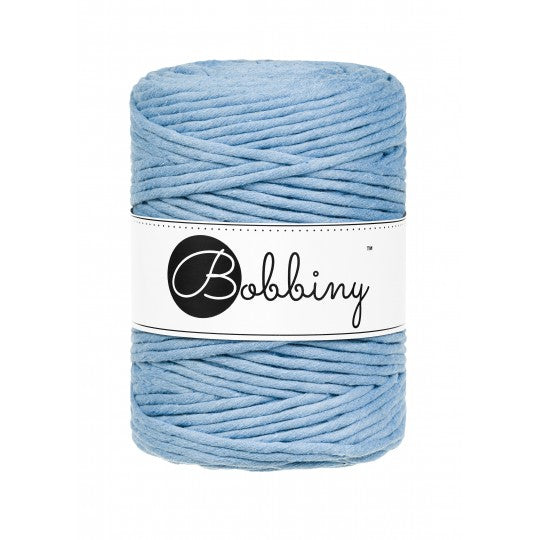 Bobbiny macramé cotton cord, 5mm and 100m, in perfect blue
